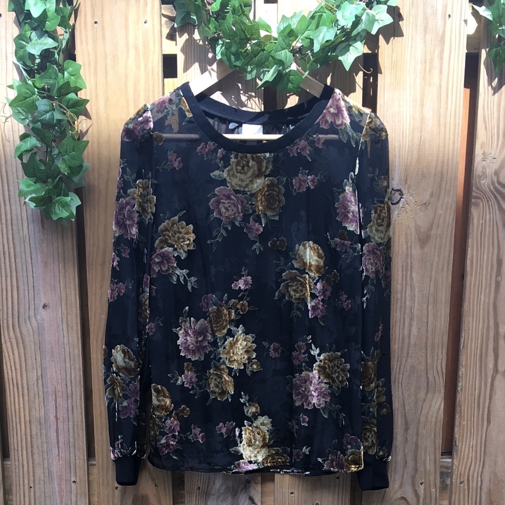 A New Day Sheer Velvet Floral Blouse